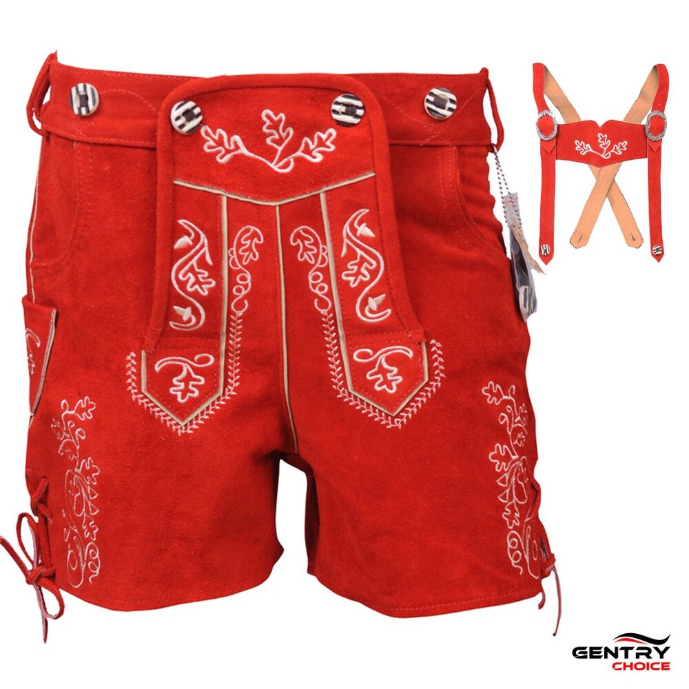 Red Women’s Lederhosen Oktoberfest Outfit | Bavarian Style Costume